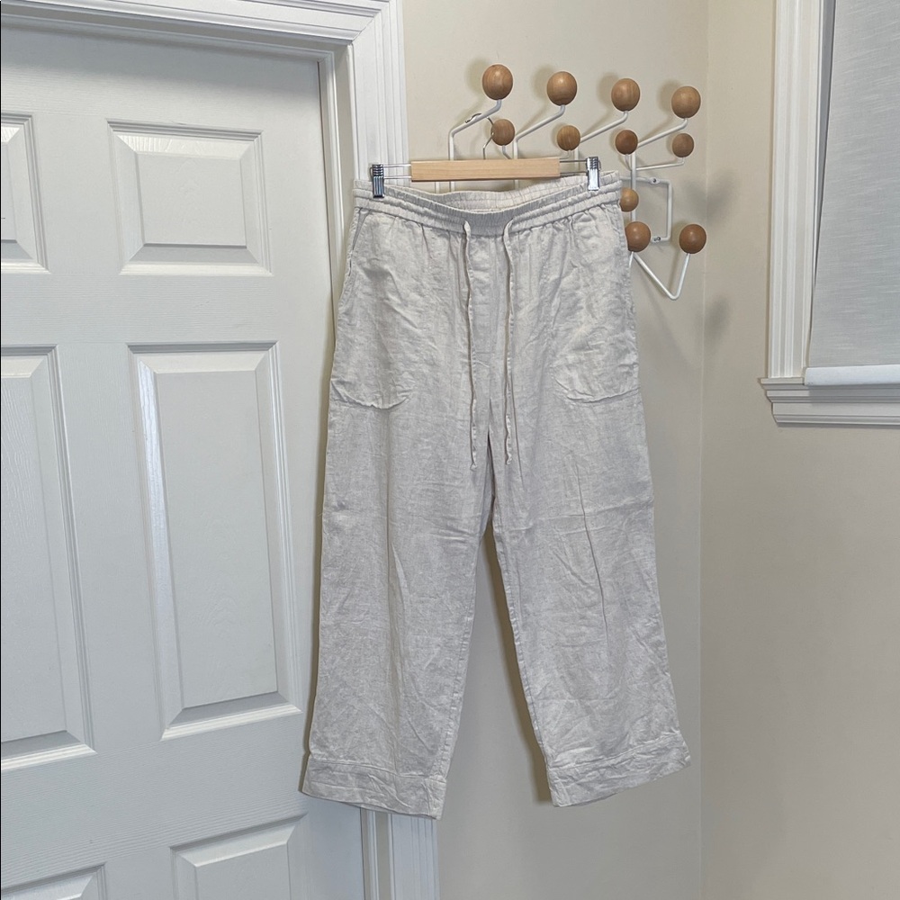 Banana Republic - Straight High-Rise Linen Blend Old Money Pants - Cream - L